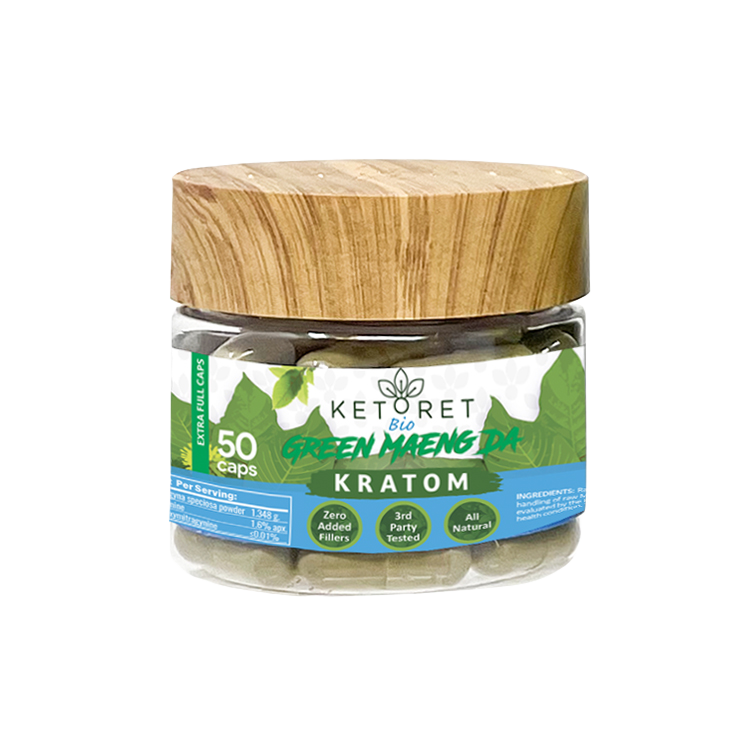 KetoretBio Green Maeng Da Kratom Capsules 50-count jar