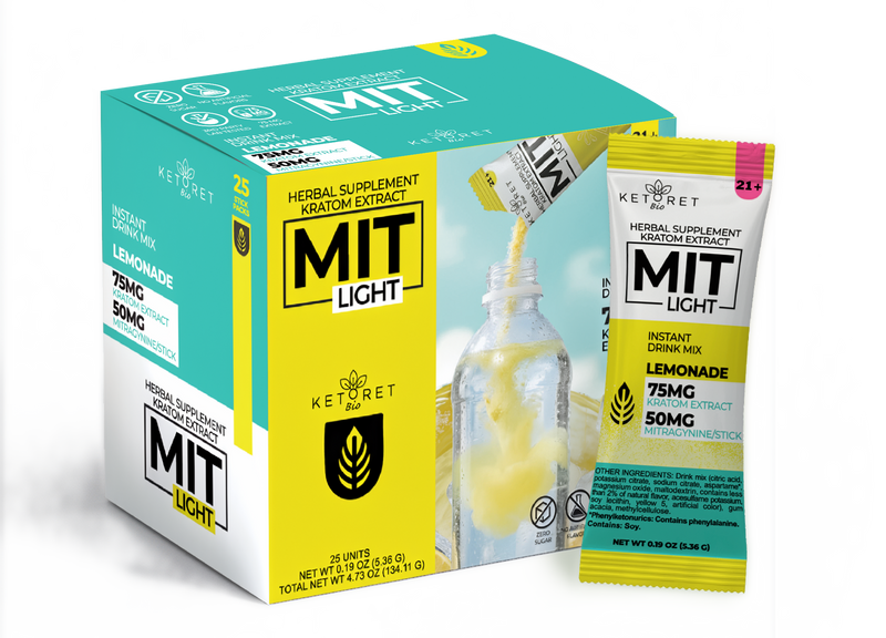 KetoretBio MIT Light Lemonade Kratom Extract Drink Mix display box