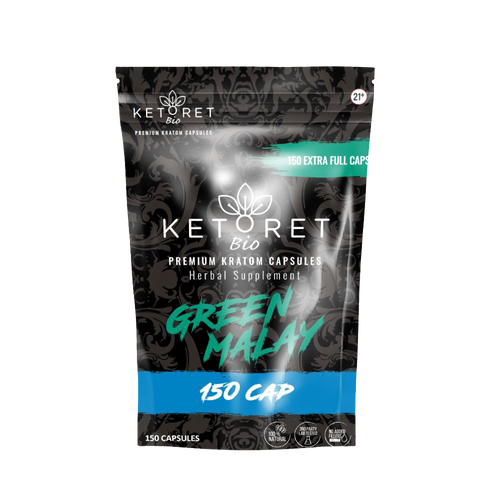 KetoretBio Green Malay Kratom Capsules 150-count package