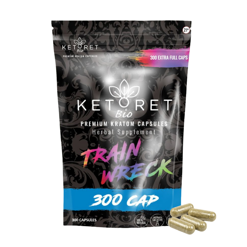 KetoretBio Trainwreck Kratom Capsules 300-count package