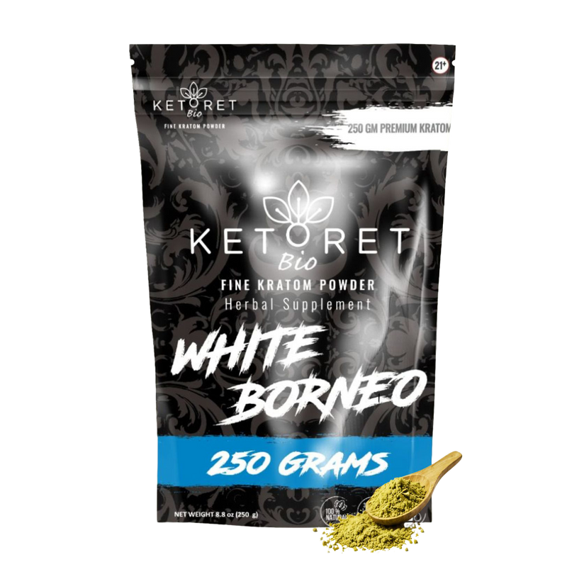 KetoretBio White Borneo Kratom Powder 250g package
