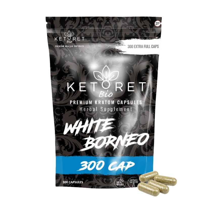 KetoretBio White Borneo Kratom Capsules 300-count package