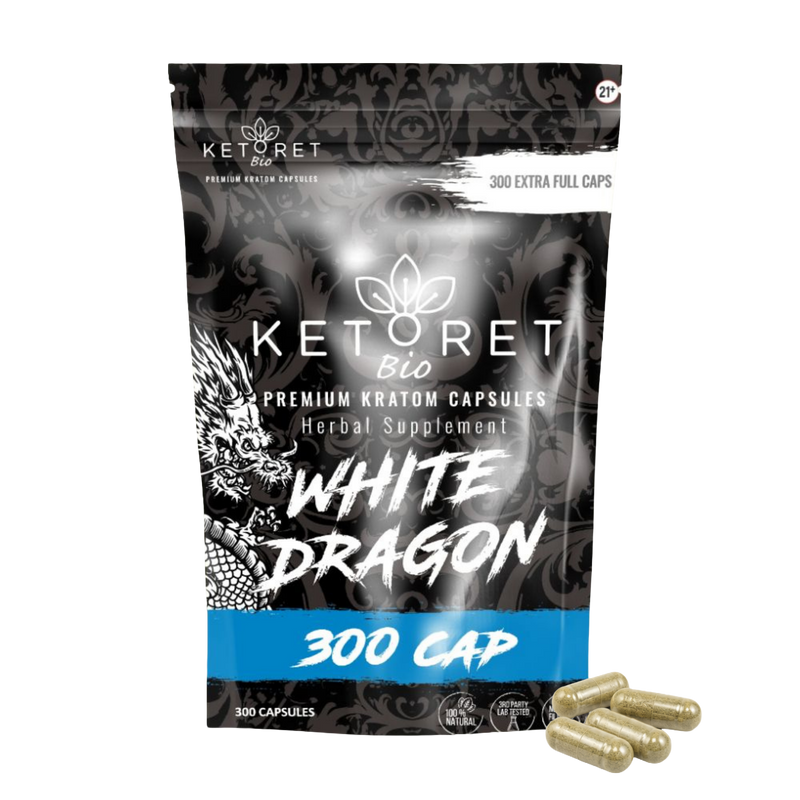 KetoretBio White Dragon Kratom Capsules 300-count package